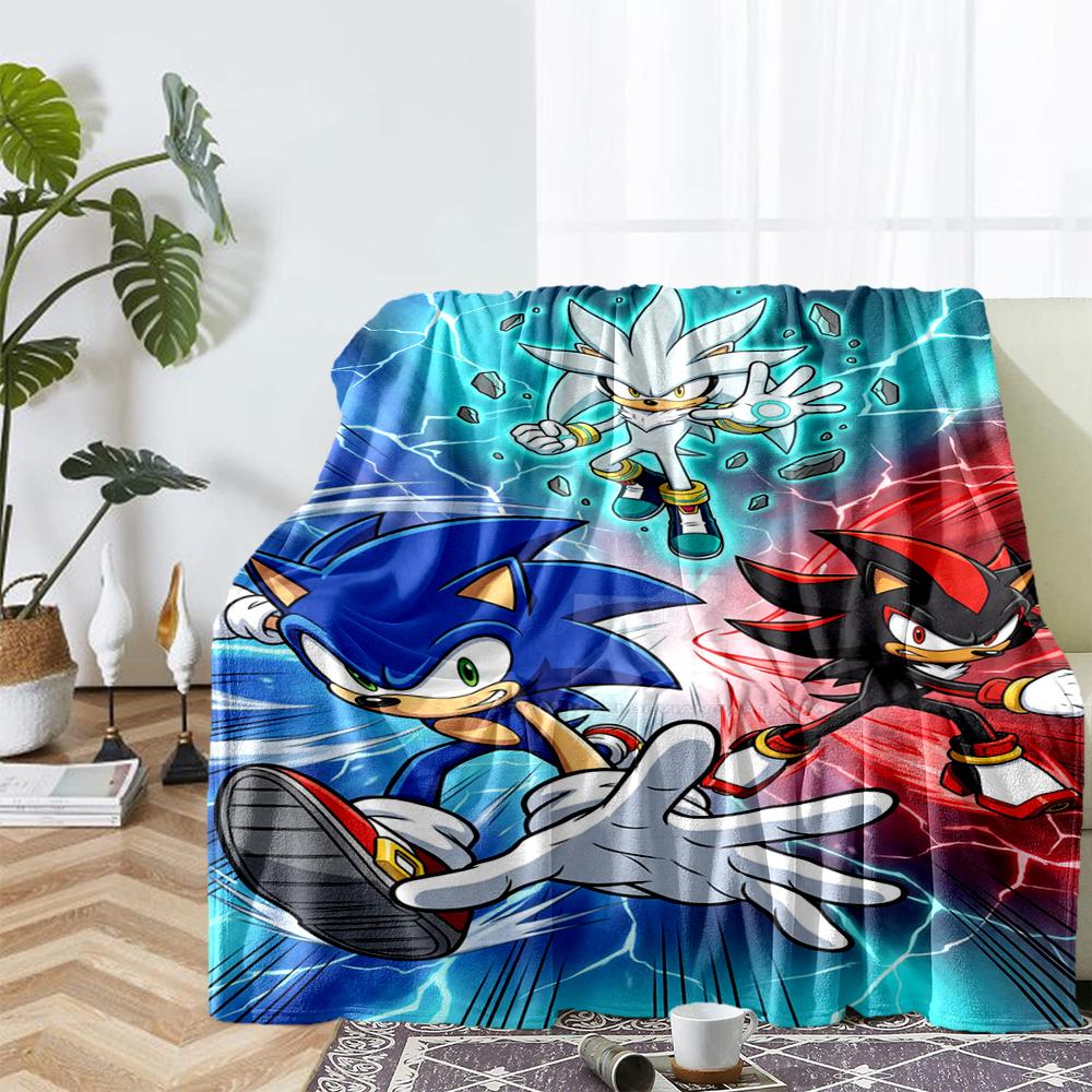 Sonic Theme Printed Blanket - Perfect for Couch, Bed, Travel & Outdoor Use | Machine Washable, Cozy & Durable.
