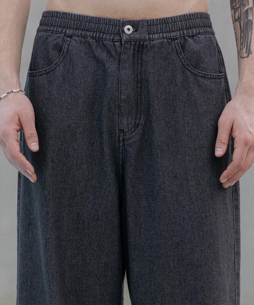 Dekkoloso Cool Flow Denim Wide Elastic Waist Pants [Raw Black]
