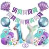 Fashionable Mermaid-themed Children's First Birthday Party Decoration Mermaid-printed Latex Banner Sticker Set