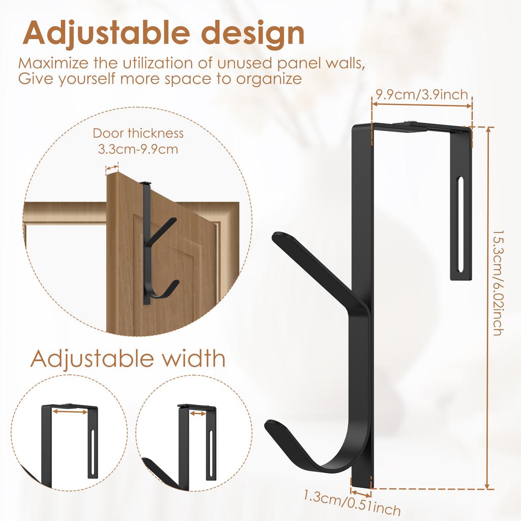 4Pcs Hooks Over The Door Hooks Adjustable Cubicle Bathroom Clothes Towel Hanger Metal Shower Kitchen Organizer Rack