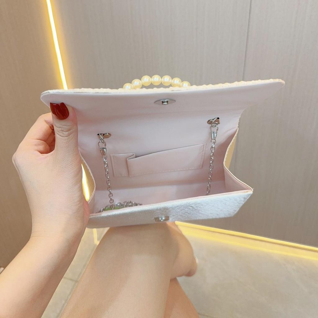 Sequin Stain Pleated Pearl Evening Dress Bag Women's Wedding Advanced Dinner Party Wallet Handbag