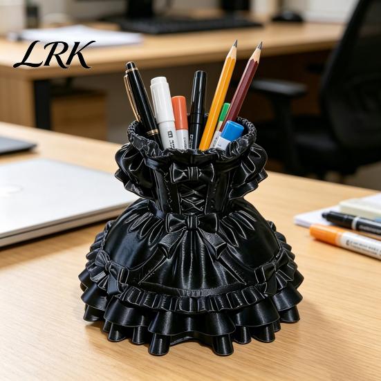 School Supplies Organizer 3D Printed Dress Shape Pen Holder, Cute Desk Handmade Holder for Makeup Brushes Stationery, Creative Home Office Decor