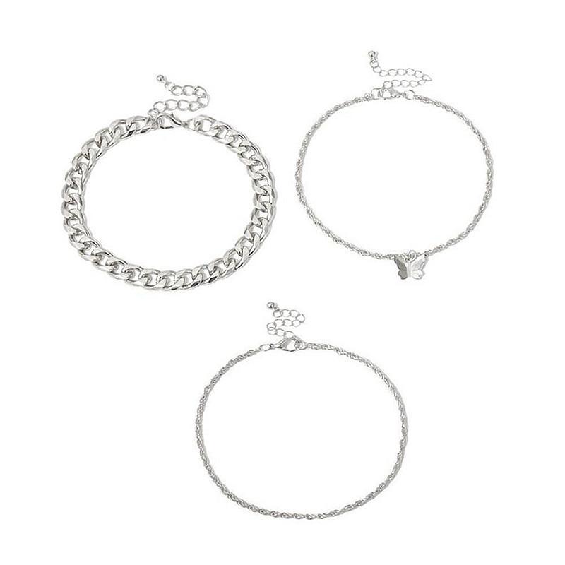 Fashion creative strand chain combination foot decoration, simple alloy butterfly pendant anklet