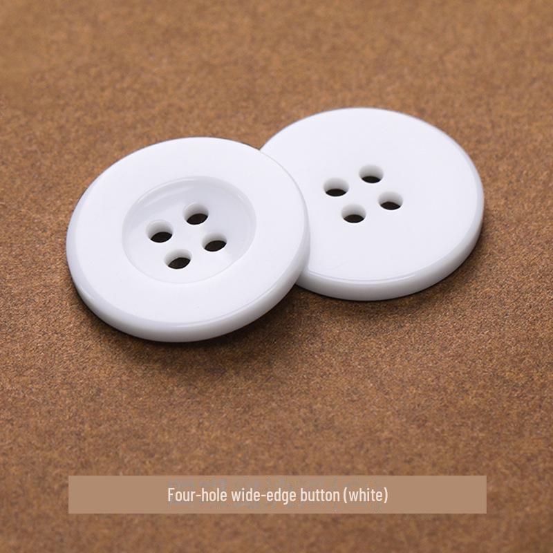 Resin Button Set: Black and White, Two-Eye & Four-Eye for Shirts, Suits, Trousers, and Pants