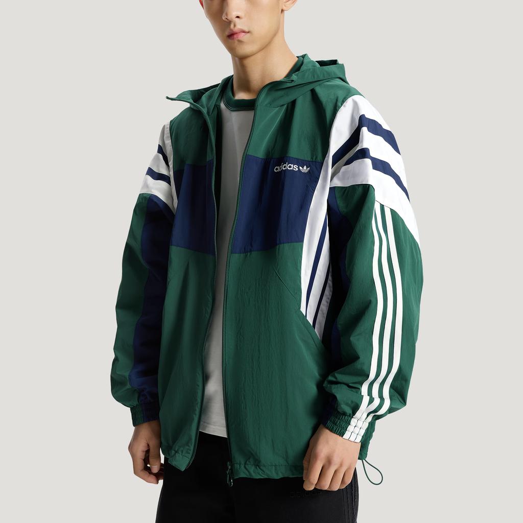 adidas Originals Windbreaker Santiago Loose Striped Sports Hooded Long Sleeve Jacket Men Jacket KW4810