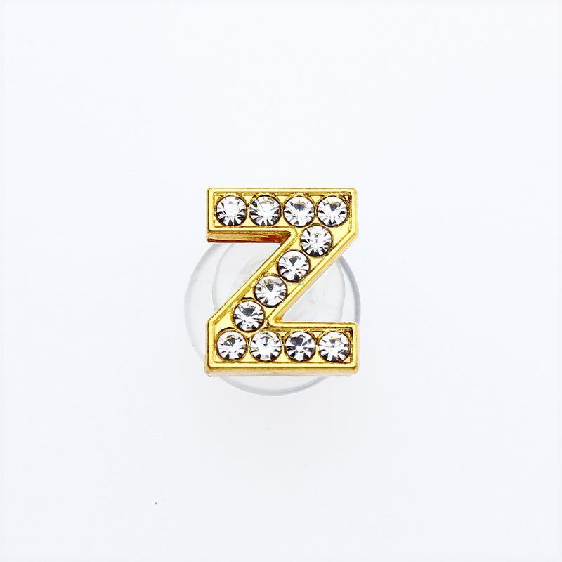 1Pcs Gold Letters Metal Shoe Charms Crystal Diamond Alloy Charms Shoes Accessories Buckle High Quality Shoes Decoration