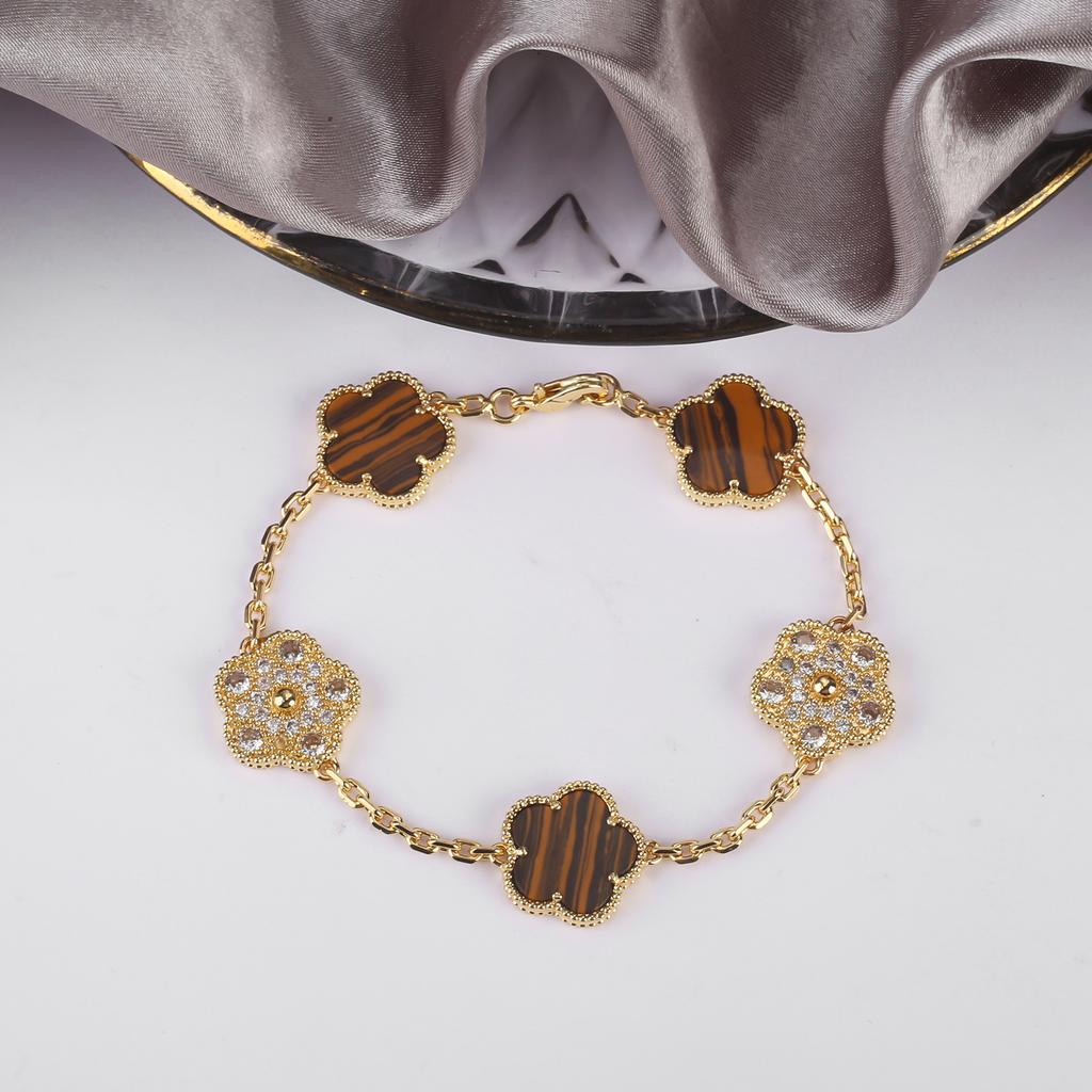 Classic 15mm Five Leaf Flower Adjustable Bracelet Natural Gem Simple Woman Flower Bracelet For Party Wedding Gift Free Shipping