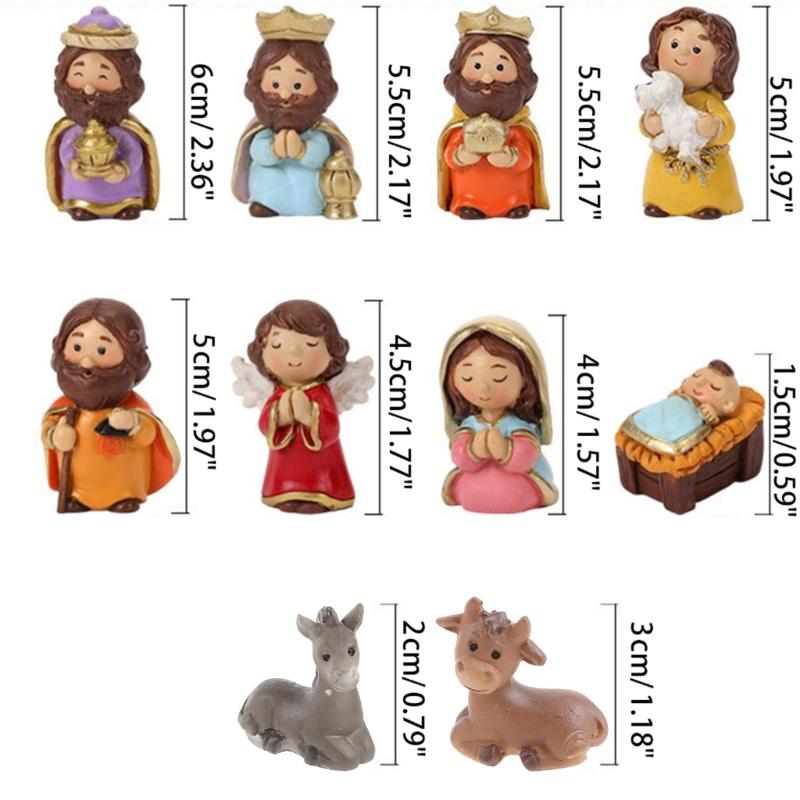 Christmas Manger Decoration Set Miniature Resin Jesus Statue Ornament X3UC