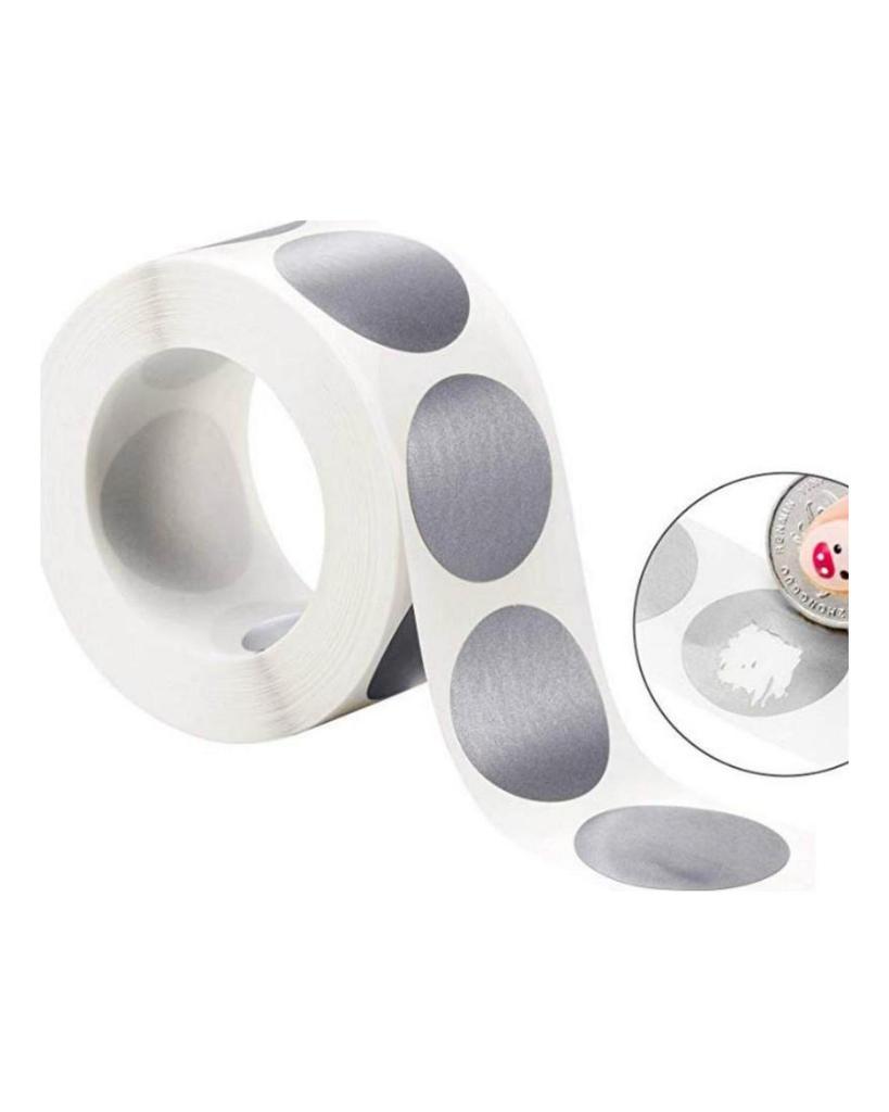 300 Stück 2,5 cm runde silberne Rubbelaufkleber, Rubbeletiketten, Aufkleber für Partyaktivitäten, Schreibwarenaufkleber