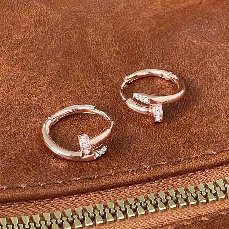 

925 Sterling Silver Minimalist Zircon Hoop Earring for Women Trendy Round Fine Jewelry Tool Light Luxury Accessories