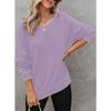 New Autumn Women's Round Neck Long Sleeve Side Slit Waffle Simple and Versatile Sweatshirt