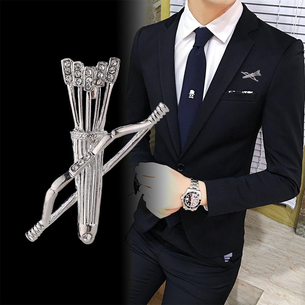 Men's Fashion Suit Brooch Simple Diamond Tassel Metal Wedding Dress Suit Brooch Collar Pin