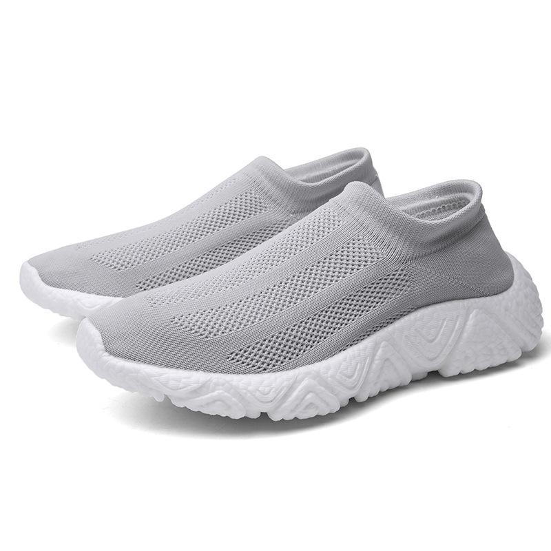 

Spring and summer new fly-woven simple lazy socks men s shoes mesh casual shoes fashion trend sports shoes 46 сірий колір