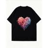 White Oversized T Shirt With Colorful Heart Print For Casual Wear