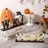 2pcs Scary Wooden Pumpkin Decoration Cartoon Halloween Cat Ornaments  Rustic Farmhouse