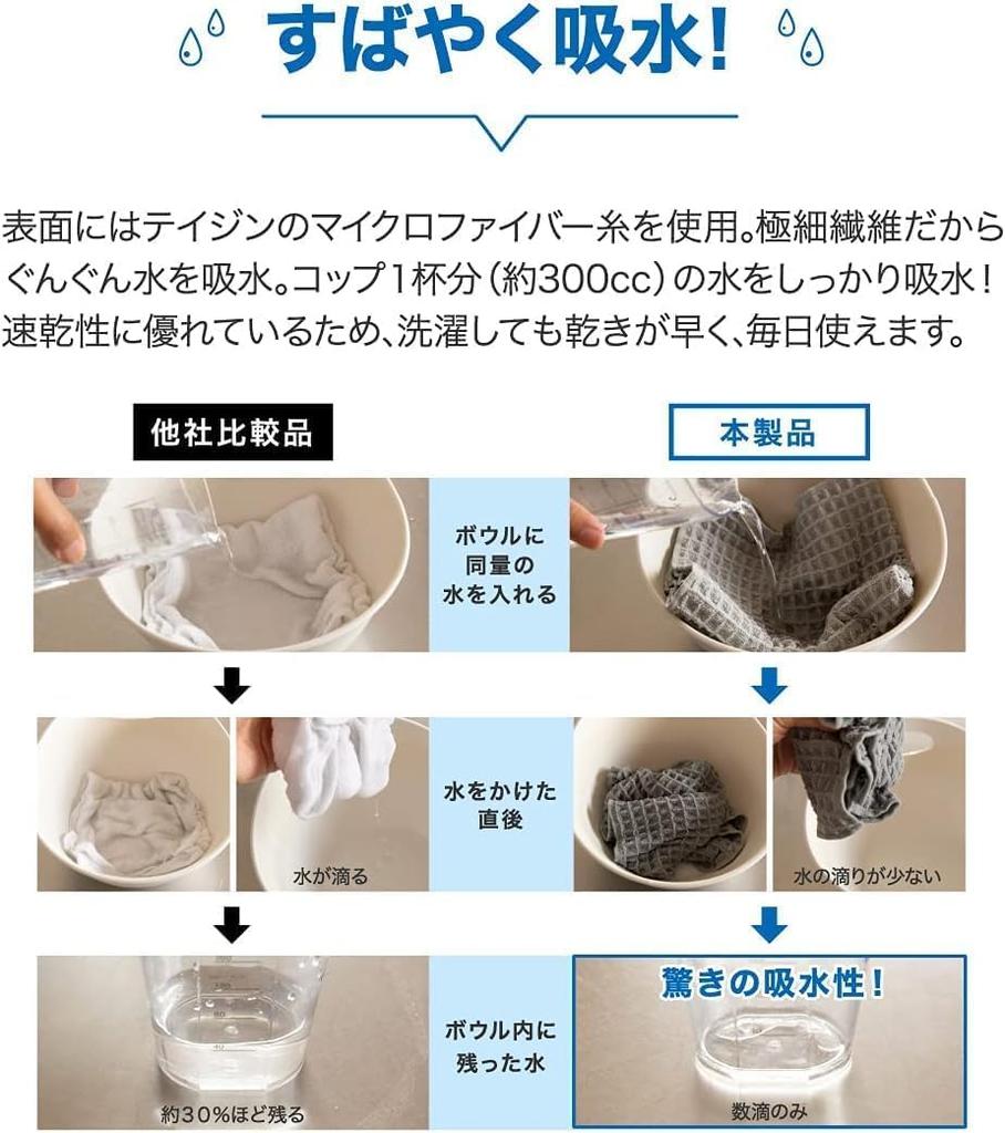 2 pieces Dish drying mat x Dish drying mat Dish draining mat Made in Japan Absorbent Antibacterial Microstar Gray [TEIJIN] (40cm 45cm) Quick-drying
