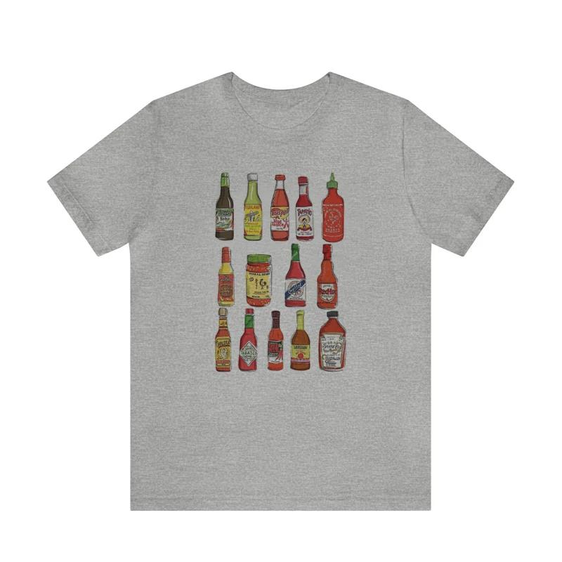 Women Vintage Hot Sauce TShirt Cute Funny Foodie T Shirt Short Sleeve Retro Graphic Tshirts Unisex Grunge Tops Humor Tees Gifts