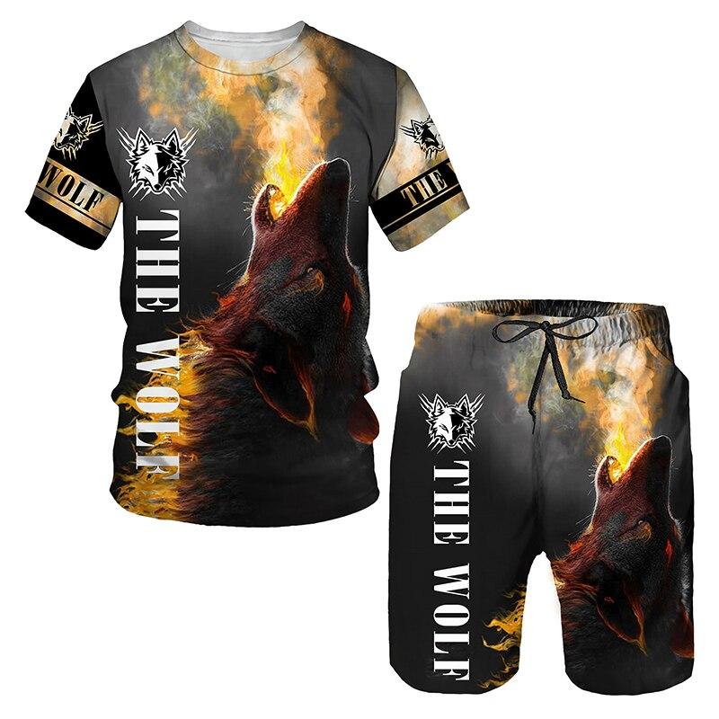 Wolf 3d Printed T-shirt Shorts Suit Male/Female Summer Casual Short Sleeve Tops Men Tracksuit Sets Fashion Men's Clothing Suit