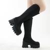 Fashion New Autumn Winter Mid Calf Boots Punk Goth Chunky Platform High Heels Motorcycle Long Boots Women Shoes For Woman Big Size