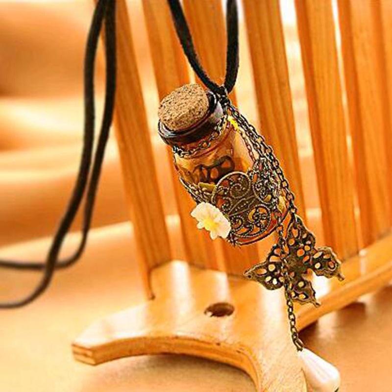 Dlouhé vyřezávané kožené náhrdelníky Přívěsky Retro Cork Láhev na přání Svetr Řetízek