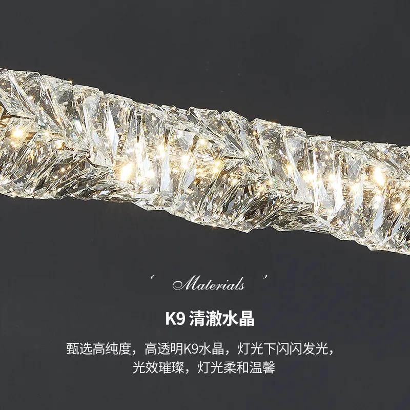 Modern Luxury Crystal Led Chandelier Cafe Kitchen Restaurant Bedroom Hanging Lamp Dining Table Long K9 Pendant Lighting Fixture