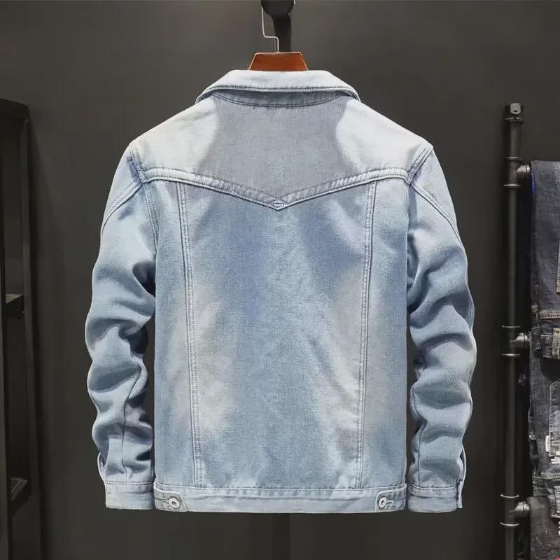 Men's Velvet-Lined Denim Jacket: Warm Cotton Coat In Japanese Fashion for Autumn and Winter.