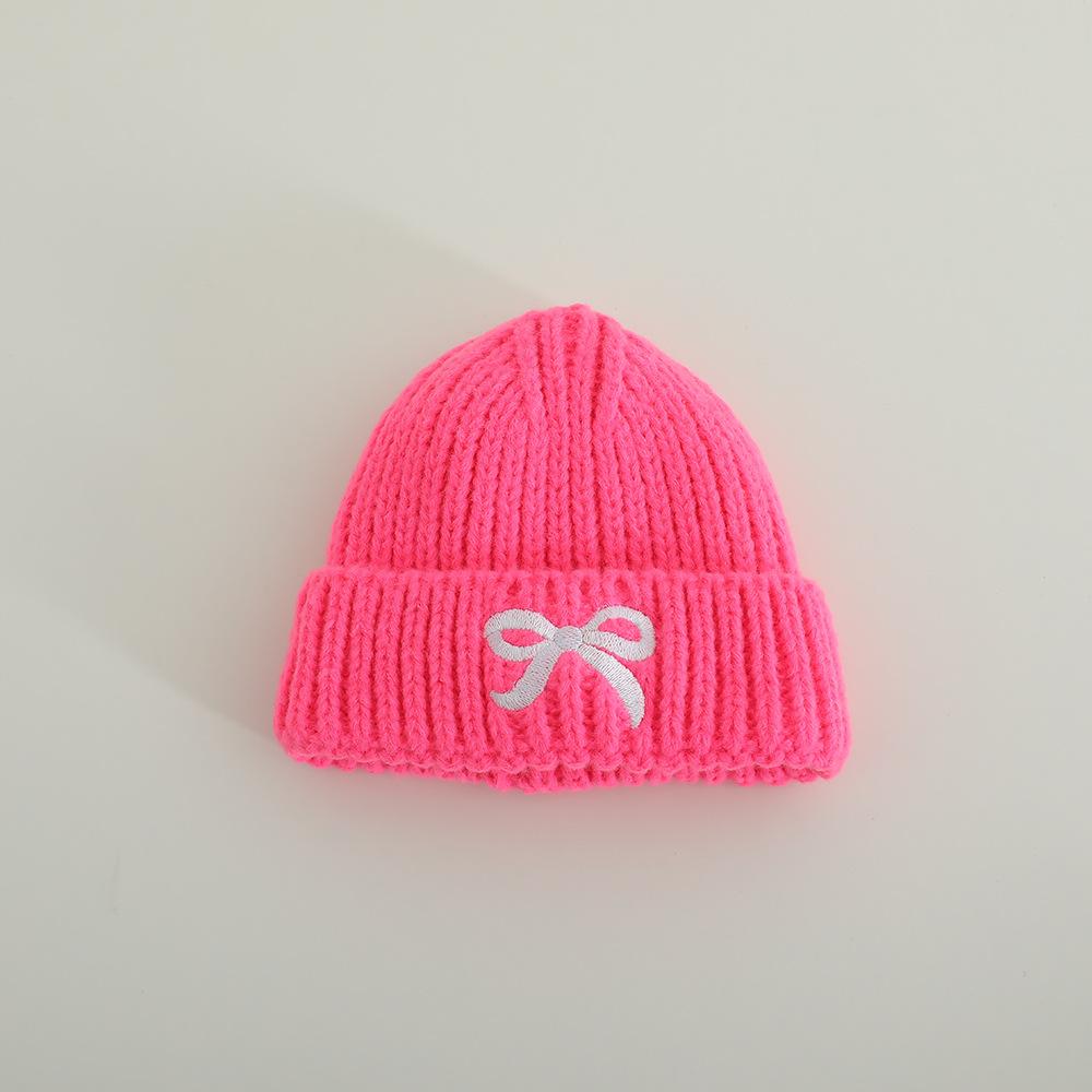 

Детские шапки на осень и зиму, детские вязаные шапки, шапки с ушками и узлом-бабочкой, теплые и толстые зимние шапки-пуловеры 47-52cm [2-6 years old] розы красного