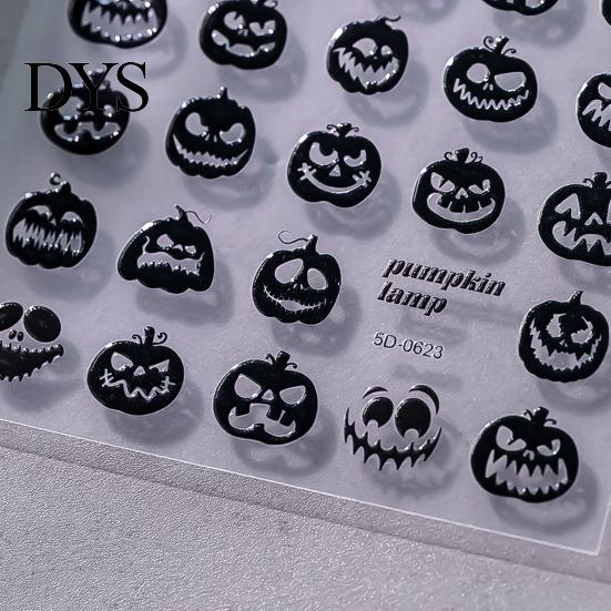Spider Nail Art Halloween 3D Embossed Stickers, Skeleton Hand Pumpkin Bat Decals, Gothic Manicure Decoration Decals for Holiday Party