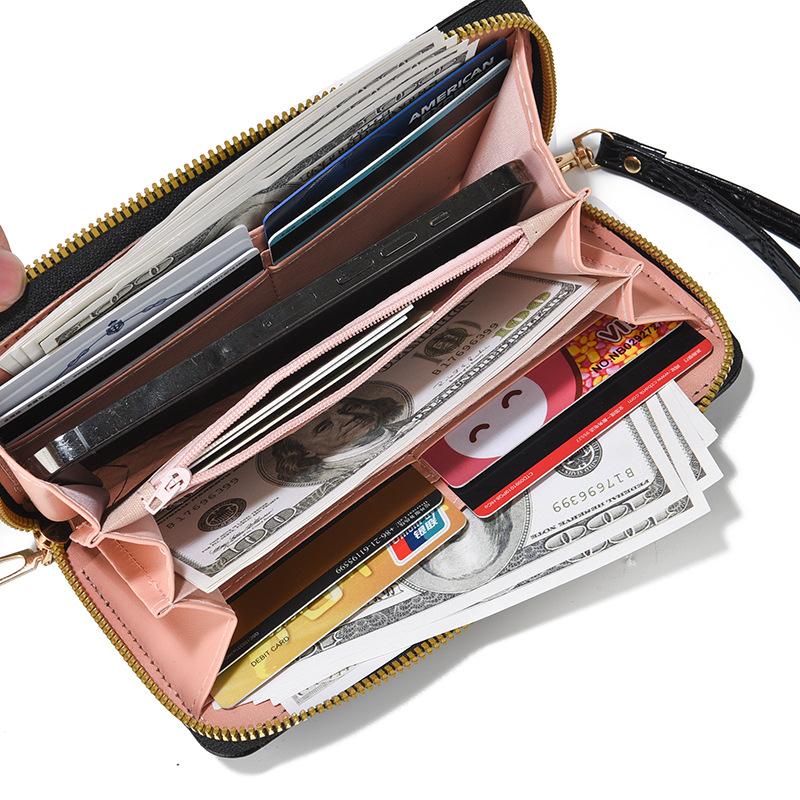 New Crocodile Print Womens Clutch Bag Fashion Versatile Multi Card Holder Zipper Large Capacity Wallet