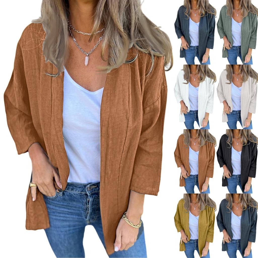 Women's Lightweight Cardigan Open Front Long Sleeve Casual Loose Thin Cardigans with Pockets