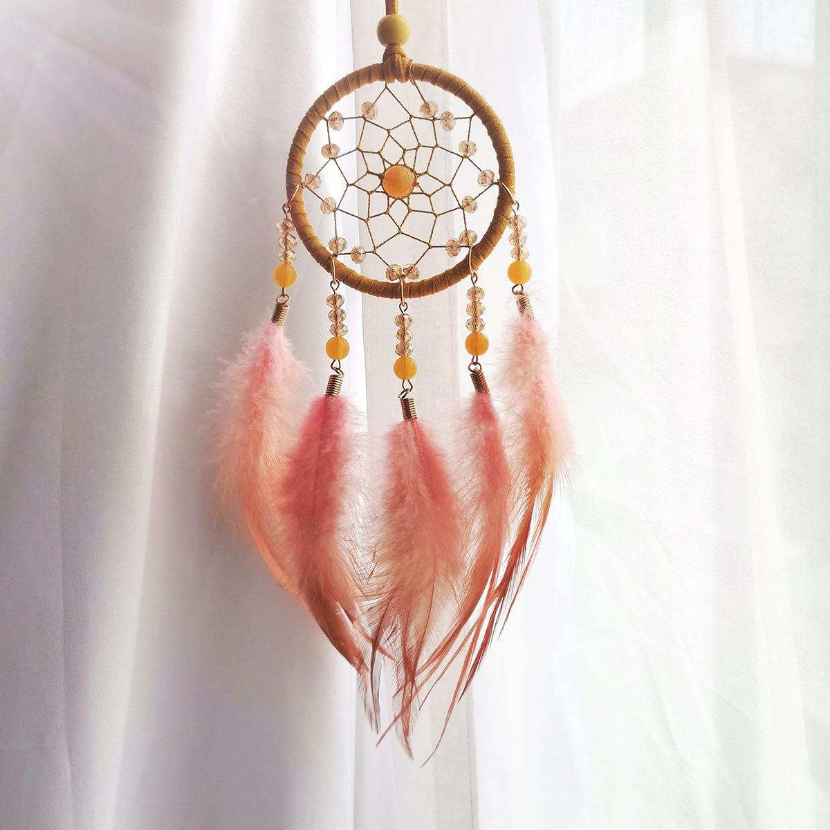 

Handmade Sen Dreamcatcher - Feather Car Wind Chime, Romantic Qixi Gift for Girlfriend