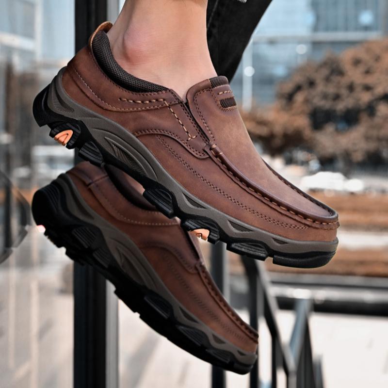 Men's Spring Slip-on Shoes, Leather Shoes, Lazy Casual and Comfortable Loafers