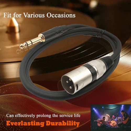 Voluty Tek 1/4-inch To XLR Cable, Oxygen-Free Copper Conductor, 6.35mm TRS Male To XLR Male Cable, 3.3ft, for Studio Recording and Live Sound