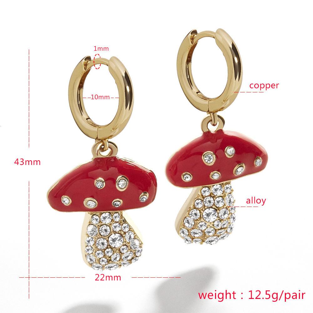 Trendy Alloy Mushroom Earrings For Women European Style Drop Oil Metal Ear Accessories