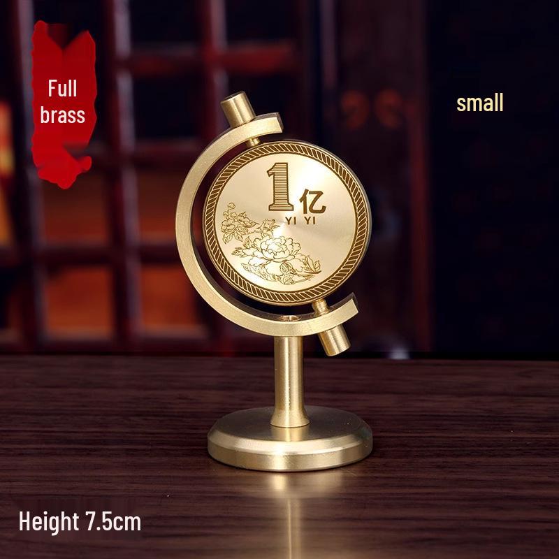 Pure Brass Rotating Ornament: Small Goal for Prosperity - Office Desktop Decor