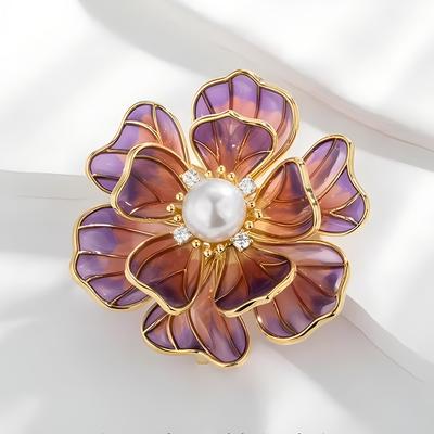 Chinese Style Enamel Peony Brooch Women'S High-End Suit Accessories Pin Coat Decorative Collar Pin Fixed Clothes