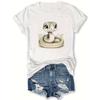 Women's Cartoon Snake & Zodiac Print Crew Neck T-Shirt - Casual Short Sleeve Top with Medium Stretch, Breathable Fabric for Spring & Summer,