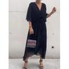 New Women's Solid Color Ruffle Long Sleeve Batwing Sleeve Irregular Dress Plus Size