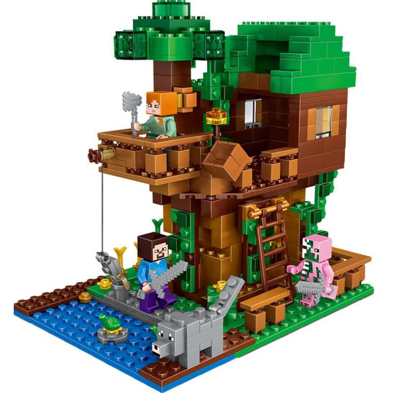Monde pour Enfants Blocs de Construction Figurine Piège Grotte Village Morca Puits de Mine Jouets pour Garçons
