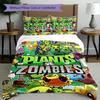 3pcs Duvet Cover Set (1*Duvet Cover + 2*Pillowcase, Without Core), Plants Vs. Zombies Print Bedding Set, Bedroom Decor, All‑Season, Birthday Gift