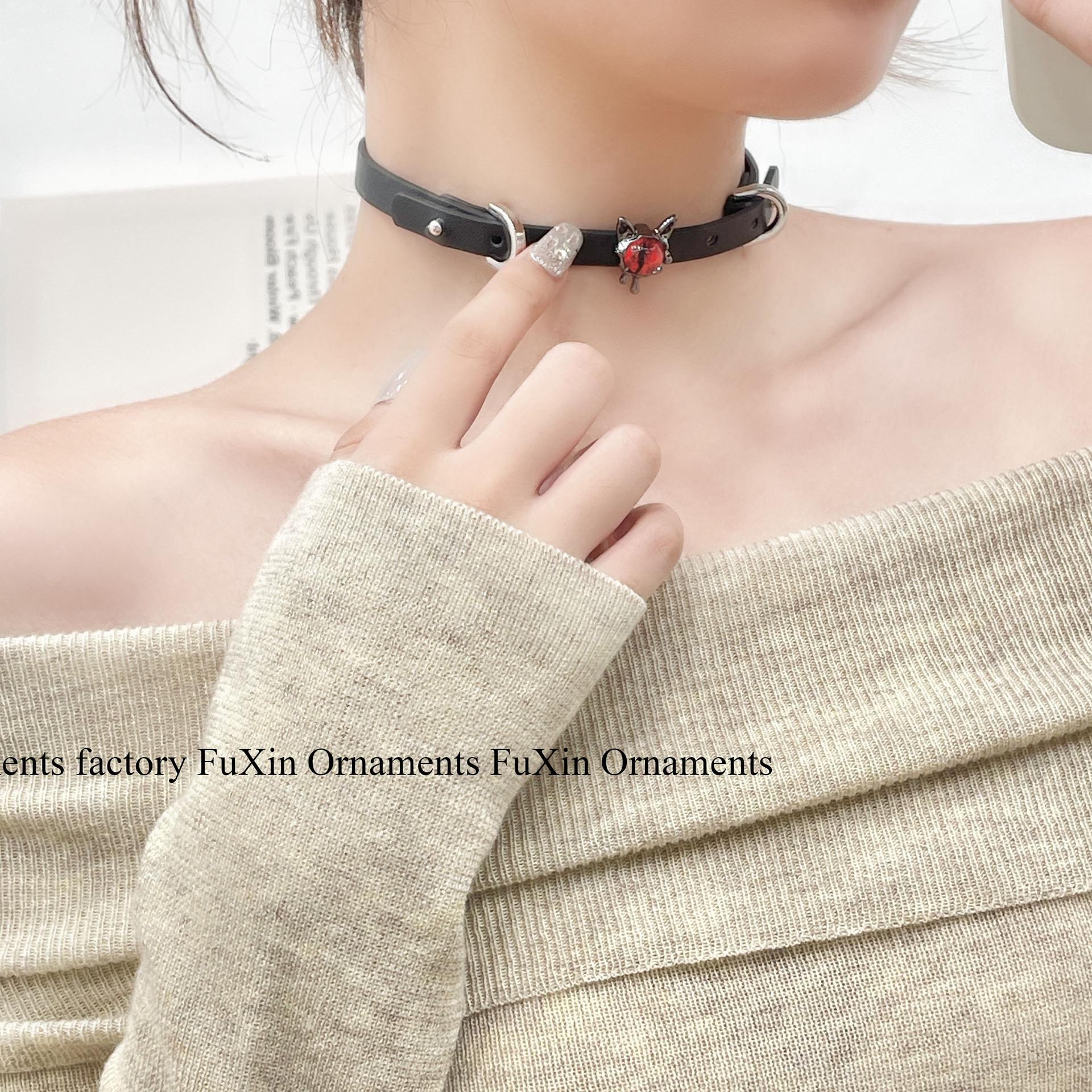 

Ожерелье с подвеской «кошачий глаз» ручной работы «Призрачный зрачок» черного цвета — стиль Y2K Dark Sweet Cool для женщин NO996H красный