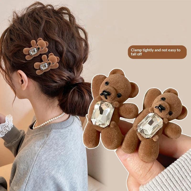 2 Pcs Maillard Plaid Hairpins For Women Girls Sweet Hair Ornament Barrettes Hair Clip Fashion Hair Accessories