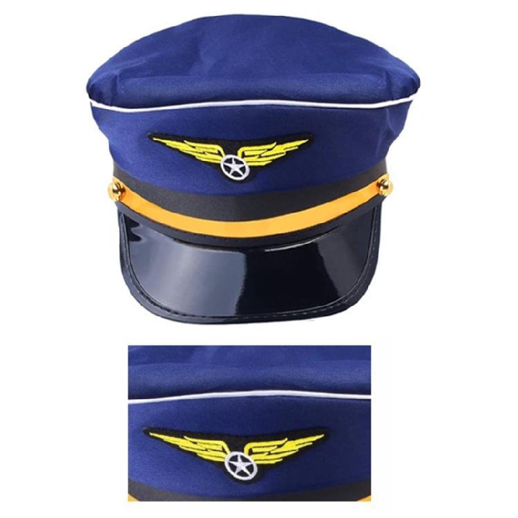 Flight Attendant Costume Airline Captain Outfits Captain Hat Uniform Epaulets Neck Tie Glove for Men Women Halloween