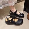 Inner height increase retro versatile casual single shoes women's summer new ballet style round head with small leather shoes