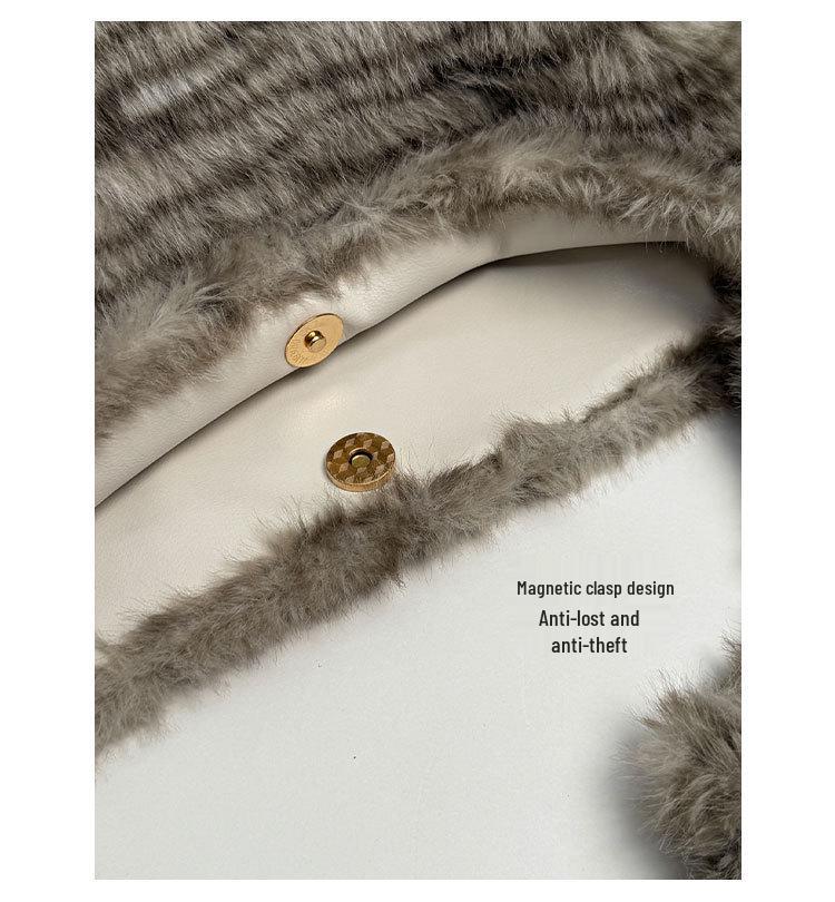 Vintage Leopard Print Plush Crossbody Bag - Women's Autumn/Winter Fashion with Unique Single Compartment Design.