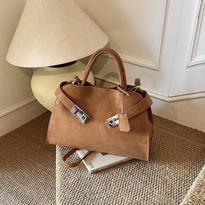 Women's Large Capacity Suede Crossbody Bag - 2026 New Autumn/Winter High-End Commuter Platinum Tote