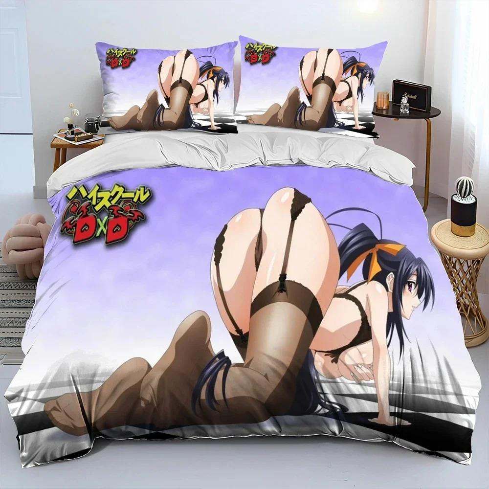 High School DxD Anime Bedding Set Sexy Girl Duvet Cover Queen King Size Quilt Pillowcase Comforter for Boys Adult