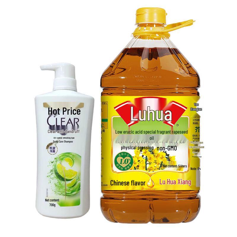 Шампунь для ухода за кожей головы Clear 700 г и рапсовое масло Luhua 5 л в комплекте