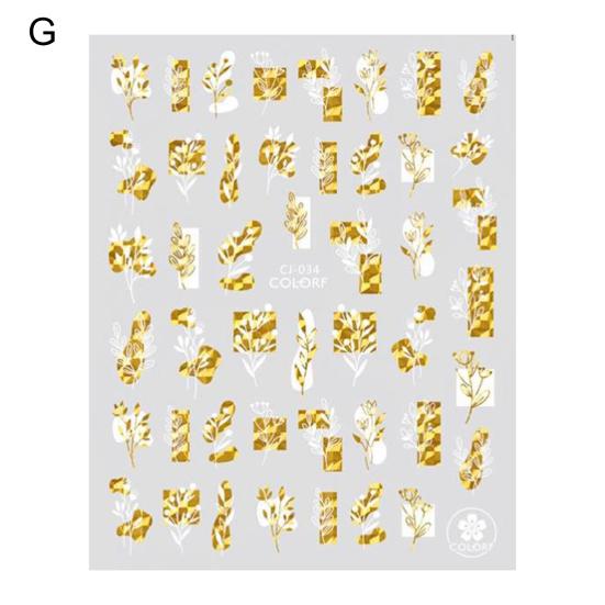 Nail Sticker Glitter 3D Effects Ultra Thin Bronzing Leaves Tree Nail Iridescent Sticker