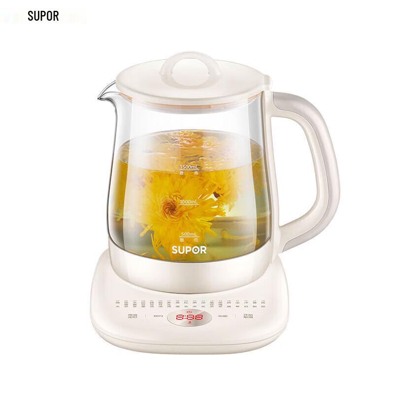 Supor 1.5L Multi-functional Glass Health Kettle CN plug (adapter included)